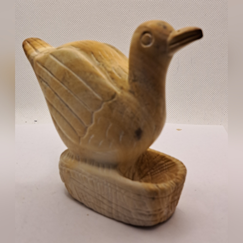 Carved Marble Stone Bird Beige Vintage Paperweight.